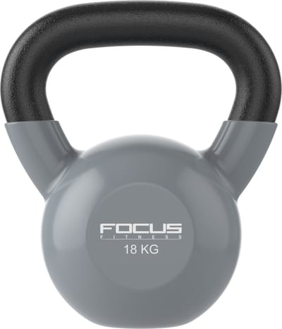 Focus Fitness - Kettlebell - Vinyl - 18 kg - Grijs