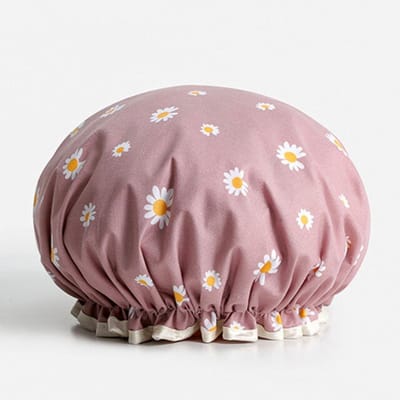2 x Dikke Douche muts - Shower Cap - Purple Daisy - Waterdicht - BadMuts - Dubbele Laag - Douchemuts Haar Cover Bedekking - Vrouwen Benodigdheden DoucheCap Badkamer Accessoires