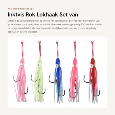 Dailygoods- Octopus Jigs - 5 Stuks - Zacht PVC-Rubber - Heldere Kleur - Zwemkunstaas - Dubbele Prikkeldraad Haak - Slijtvast en Bijtbestendig - Kunstaas