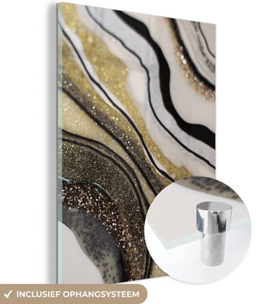 MuchoWow® Glasschilderij 30x40 cm - Schilderij acrylglas - Edelsteen - Abstract - Marmer - Natuur - Foto op glas - Schilderijen