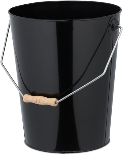 pelletemmer - 14 liter - hengsel - metaal - kolenemmer - zwart