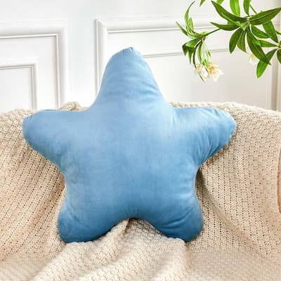 Zacht Stervormig Sierkussen Blauw - Pluche Decoratief Kussen 50 cm voor Woonkamer & Slaapkamer