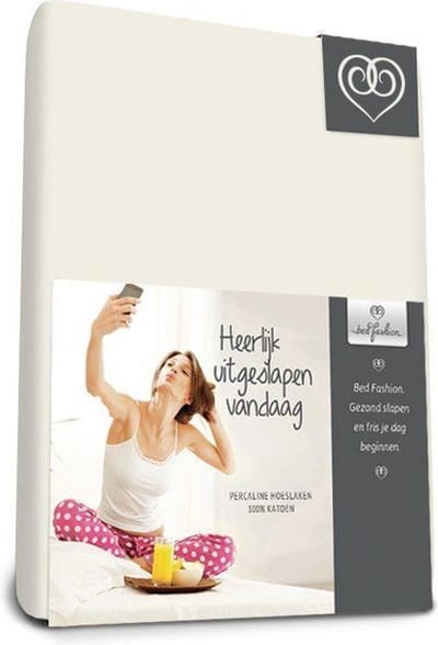 Bed-Fashion katoenen hoeslaken Creme - 90 x 210 cm - Beige