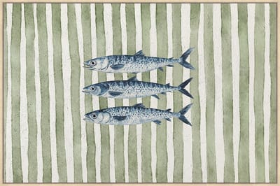 Schilderij Fish and Stripes 90x70cm