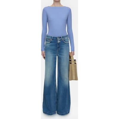 Closed Straight Neck Longsleeve T-shirts Blue Horizon Size: XXS | Long-Sleeved Tops Outlet | Dames | Blauw