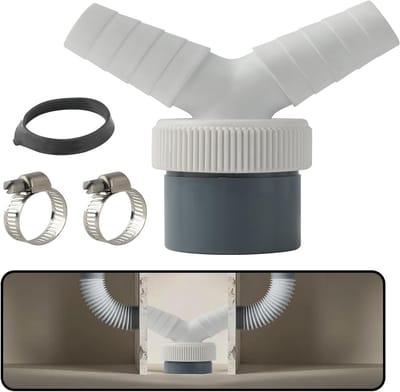 Y-adapter voor afwasmachine en wasmachine, dubbele afvoerverbinding met Ø 40 mm en Ø 18.2 mm, inclusief 2 slangklemmen, robuust en duurzaam, perfect voor sanitair en waterafvoer