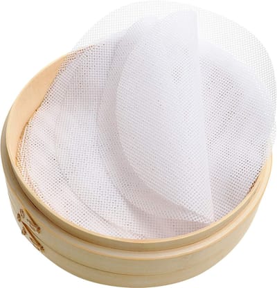 8 stuks Siliconen Stoommat - 32 cm - Herbruikbare - Bakmatten - Met antiaanbaklaag- Voor knoedels, broodjes, Dim Sum - Rond - Wit