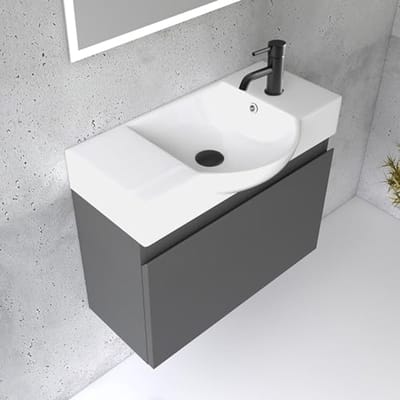 Dailygoods- Badkamermeubelset 55 cm breed - Wastafelonderkast - Badkamerkast smal - Kleine kast - Antraciet - Duurzaam design