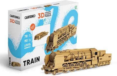 CARTONIC-3D PUZZLE -TRAIN- puzzelen karton 3D DIY Creatief Speelgoed Decoratie Interieur Cadeau Ecologisch Voor kinderen en volwassenen