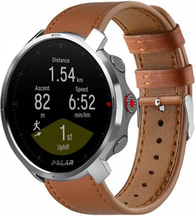 Strap-it Leren smartwatch bandje - geschikt voor Polar Grit X / Grit X Pro / Vantage M / M2 / M3 / V3 - strak bruin