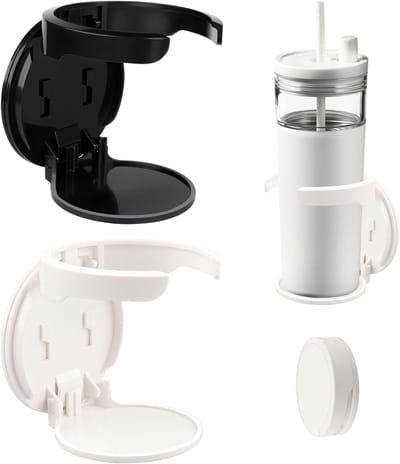 VHV-Bekerhouder - Bekerhouder wandmontage - Flessenhouder - Zelfklevend - Opvouwbaar - Set van 2 - Universeel - Voor auto, boot, caravan en kantoor - Zwart/Wit