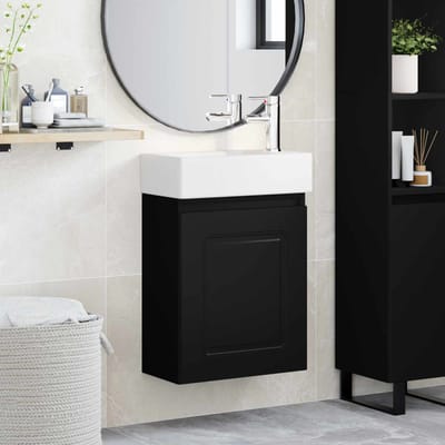 vidaXL - Badkamermeubel - met - kraan - Zwart - 45,5 - x - 22,5 - x - 84 - cm