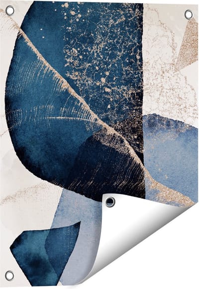 Gards Tuinposter Abstracte Kunst - Marmer met Gloed - 40x50 cm - Tuindoek - Tuindecoratie - Wanddecoratie buiten - Tuinschilderij