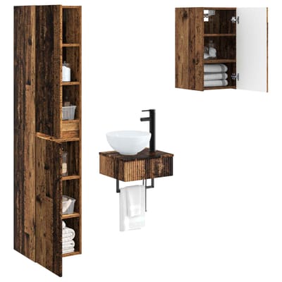 vidaXL - Badkamermeubel - Set - 3 - st - Oud - hout - 33 - x - 34,5 - x - 160 - cm
