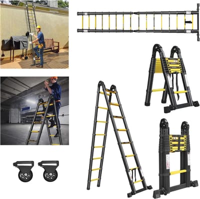 Telescopische Ladder 5,0 m - Aluminium, Verstelbaar en Opvouwbaar, Veilig en Multifunctioneel