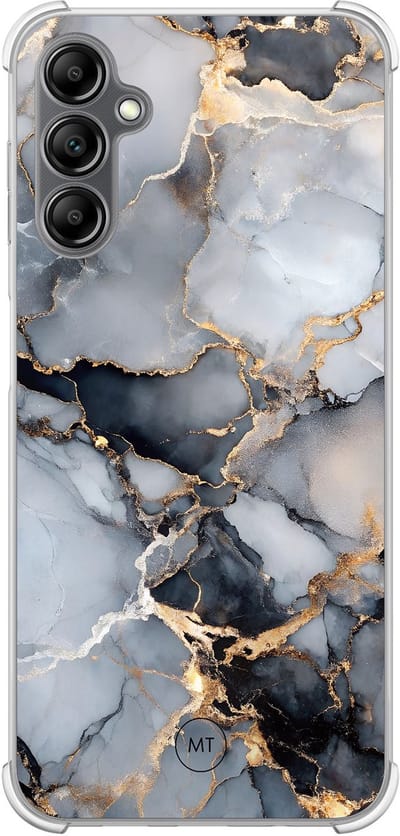 Hoesje (shockproof) geschikt voor Samsung Galaxy A14 5G - Marble mist - Extra sterke case - TPU/polycarbonaat - Marmer - Grijs, Transparant