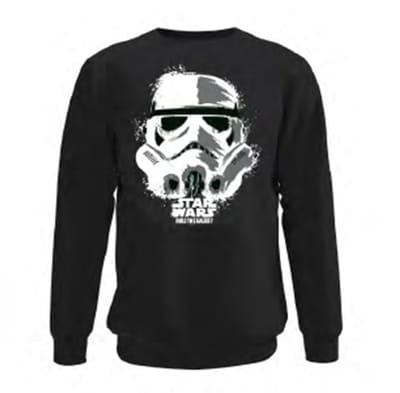 Star Wars - Stormtrooper Hoofd Zwart Heren Sweat met Ronde Kraag - S