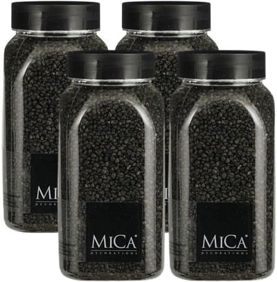 Mica Decorations decoratie stenen/granulaat - 4x - 650ml - antraciet - hobby steentjes