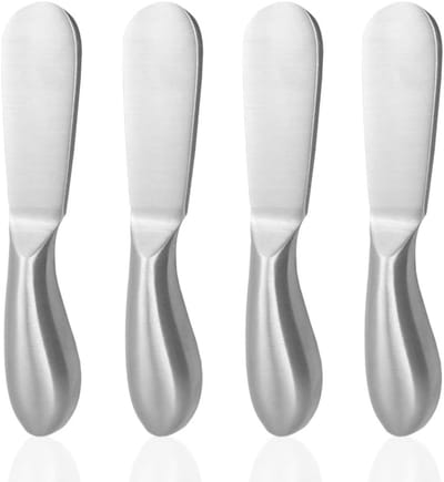 Botermessen - 4 stuks - Kaasmesjes en botermes - Kaasmessen - Kaasmes - Dessertmes - Keukengereedschap - Lengte 13,5 cm - Geschikt voor kaas/boter - Zilver
