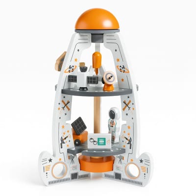 Maxx Kidz Houten Speelgoed Raket – Ruimtevaart Speelset met Astronauten en Accessoires – Voor Kinderen vanaf 3 jaar