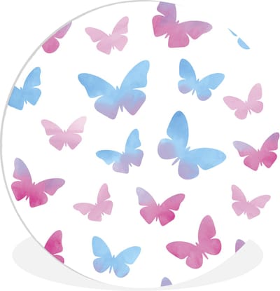 WallCircle® Wandcirkel 120x120 cm - Muurcirkel Vlinder - Kleur - Kunst - Muurdecoratie woonkamer - Wanddecoratie slaapkamer - Kamer decoratie accessoires - Ronde schilderijen XXL