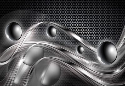 Fotobehang Silver Grey Black Abstract Modern | XL - 208cm x 146cm | 130g/m2 Vlies