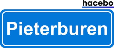 Hacebo - Plaatsnaam Sticker - 29x10 CM - Pieterburen sticker - Verkeersborden sticker - grappige cadeaus - Pieterburen