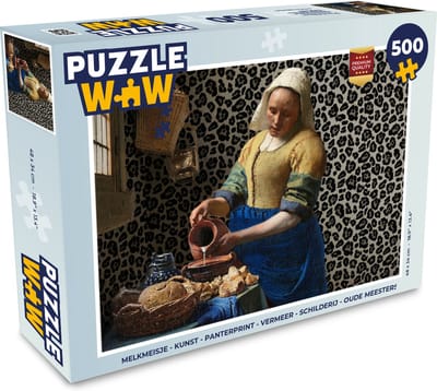 Puzzel Melkmeisje - Kunst - Panterprint - Vermeer - Schilderij - Oude meesters - Legpuzzel - Puzzel 500 stukjes
