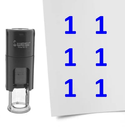 CombiCraft Stempel Getal 1 10mm rond blauwe inkt - per 1 stuk