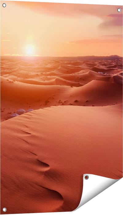 Gards Tuinposter Woestijn in de Sahara bij Zonsondergang - 60x90 cm - Tuindoek - Tuindecoratie - Wanddecoratie buiten - Tuinschilderij