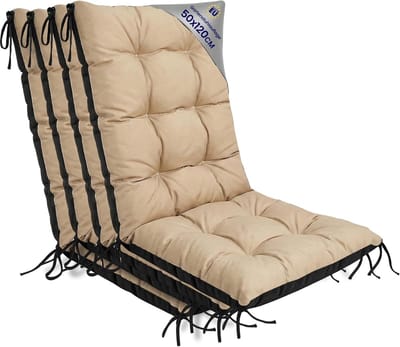 Tuinstoelkussen Hoge Rug - Zitkussen Buitenmeubel - Ontspannen in de tuin - Waterdicht en Vering - Set 4x 50x120 cm