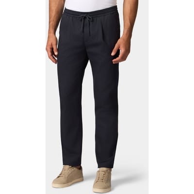Brooks Brothers Slub Cotton Straight-leg Pleated Pant Navy Size: W30 | Tailored Pants Outlet | Heren | Blauw