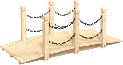 Houten Tuinbrug - Vijverbrug Decoratie - Tuin Aankleding - Massief Vuren Hout - 150 x 67 x 56 cm