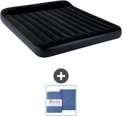 Intex Luchtbed - 2-Persoons - 183 x 203 x 25 cm - Donkerblauw - Inclusief en Hoeslaken