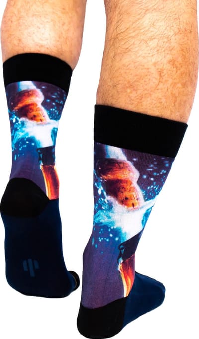 Sock My Feet - Grappige sokken heren - Maat 39-42 - Sock My Popping Cork - Feest sokken - Funny Socks - Vrolijke sokken - Leuke sokken - Fashion statement - Gekke sokken - Grappige cadeaus - Socks First.