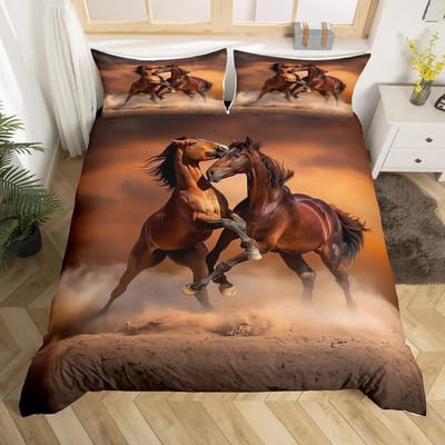 Galopperend Paard Beddengoedset Paard Dekbedovertrek Twin Full Queen King Boerderijdieren Dekbedovertrek voor Kinderen Meisjes Tienerkamer AU Single(140x210cm)