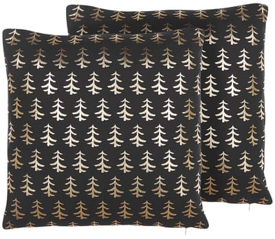 LEROY - Sierkussen set van 2 - Zwart - 45 x 45 cm - Katoen