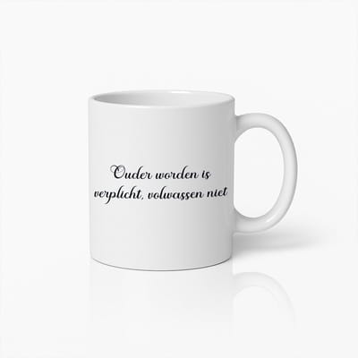 Grappige Quote Koffiemok – Ouder Worden is Verplicht, Volwassen Niet Keramische Beker