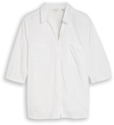 Tom Tailor - Plus Size - Overhemdblouse met linnen - Maat 46 - White