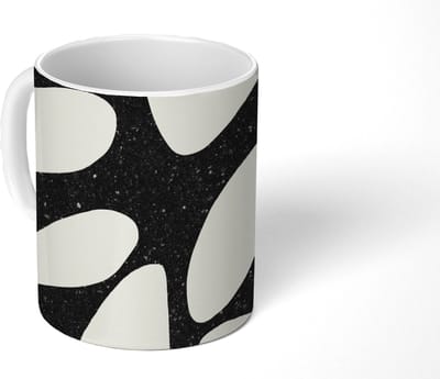 Mok - Koffiemok - Plant - Zwart - Minimalisme - Mokken - 350 ML - Beker - Koffiemokken - Theemok