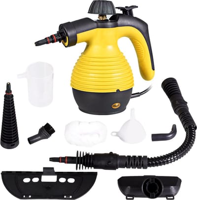 Trendmix Handstoomreiniger Geel – 1050W – 350 ml – 9-Delige Accessoireset – Veilig Ontwerp – Voor Keuken, Badkamer, Auto & Meer