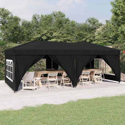Opvouwbare Partytent - Tuinpaviljoen Vouwbaar - Feest Buiten - UV Bescherming Waterdicht - 3 x 6 Meter - Zwart