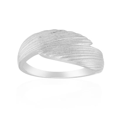 Cavill - Monosono Zilveren Ring Dames - 925 Sterling Zilver Geplatineerd - Modern Mat Design - Elegante Asymmetrische Organische Vorm - 19x19 mm