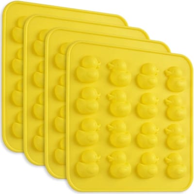 Siliconen Mallen in Eendvorm, Set van 4 met 16 Snijdelen, Antiaanbaklaag, Veilig voor Voedsel, Ideaal voor Badbommen, Gelatine en Snoepjes
