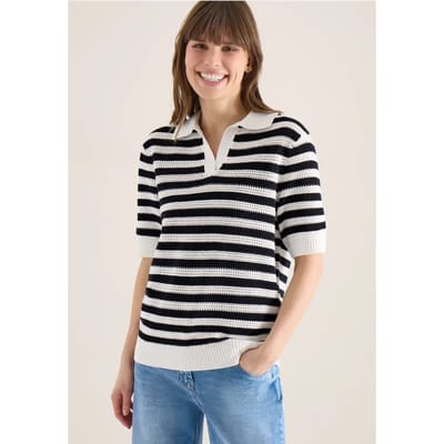 Poloshirt met korte mouwen in gehaakte kwaliteit