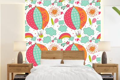 Behang - Fotobehang Konijn - Patroon - Baby - Breedte 220 cm x hoogte 240 cm