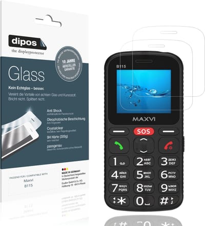 dipos – 2x Pantserfolie geschikt voor Maxvi B115 | 9H Screenprotector