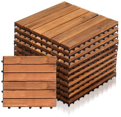 Houten Tegels 11-55 stuks een Set Gemaakt van Acacia Hout Weerbestendig voor Binnen & Buiten Gebruik voor Tuin Vloer Decoratie