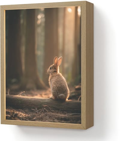Wandlamp 30x40 cm - Oplaadbaar - Konijn - Bos - Zonnestralen - Wandlampen binnen woonkamer - Slaapkamer lamp - Decoratieve nachtlamp - Vloerlamp draadloos