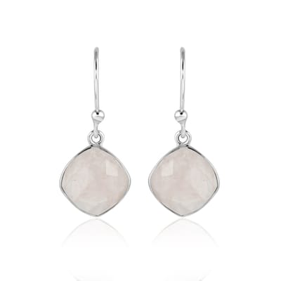 SilverGems Zilveren oorhangers met Rozenkwarts edelstenen